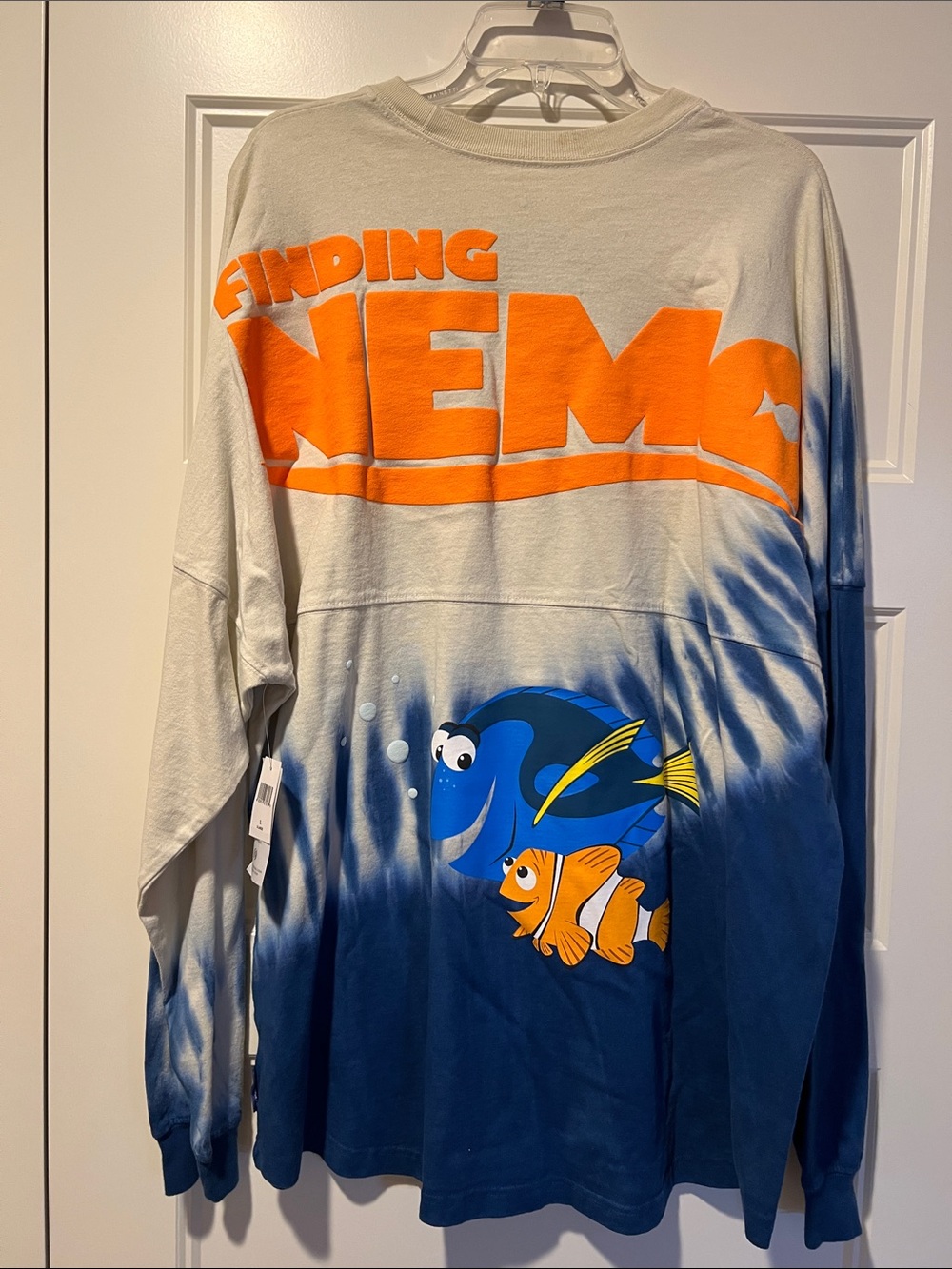 DisneyFinding Nemo White and Blue Dip-Dye Long Sleeve Tee with Pelican Patch. - Picture 4 of 6